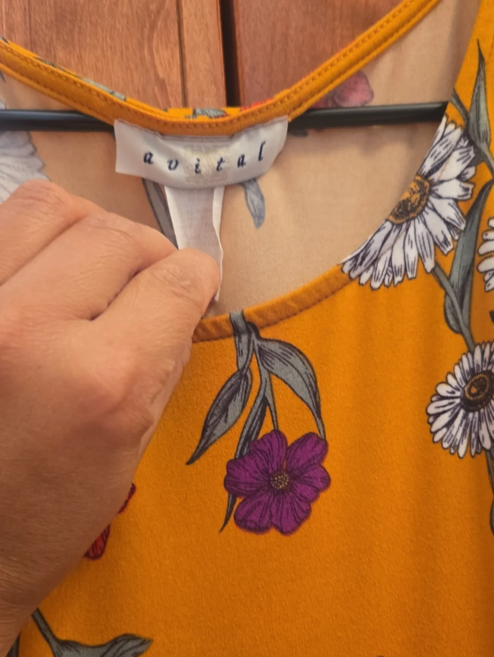 Avita Mustard Floral Scoop Neck Dress